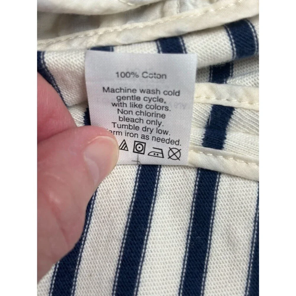 J. Crew Women’s L 100% Cotton Striped Navy & Off White Summer Blazer